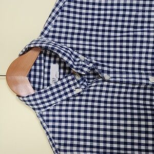 Gap Men's Small Blue and White Check, Slim Fit, Button-Down, Collar Shirt Size L